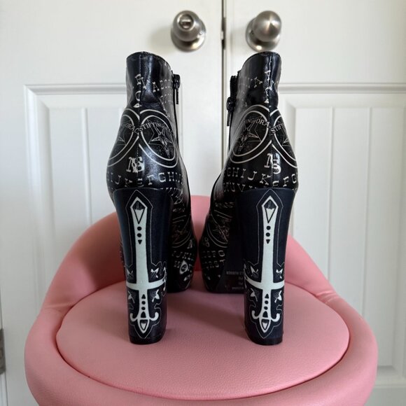 Too Fast Gothic Ouija Platform Heel Boots - Picture 4 of 10
